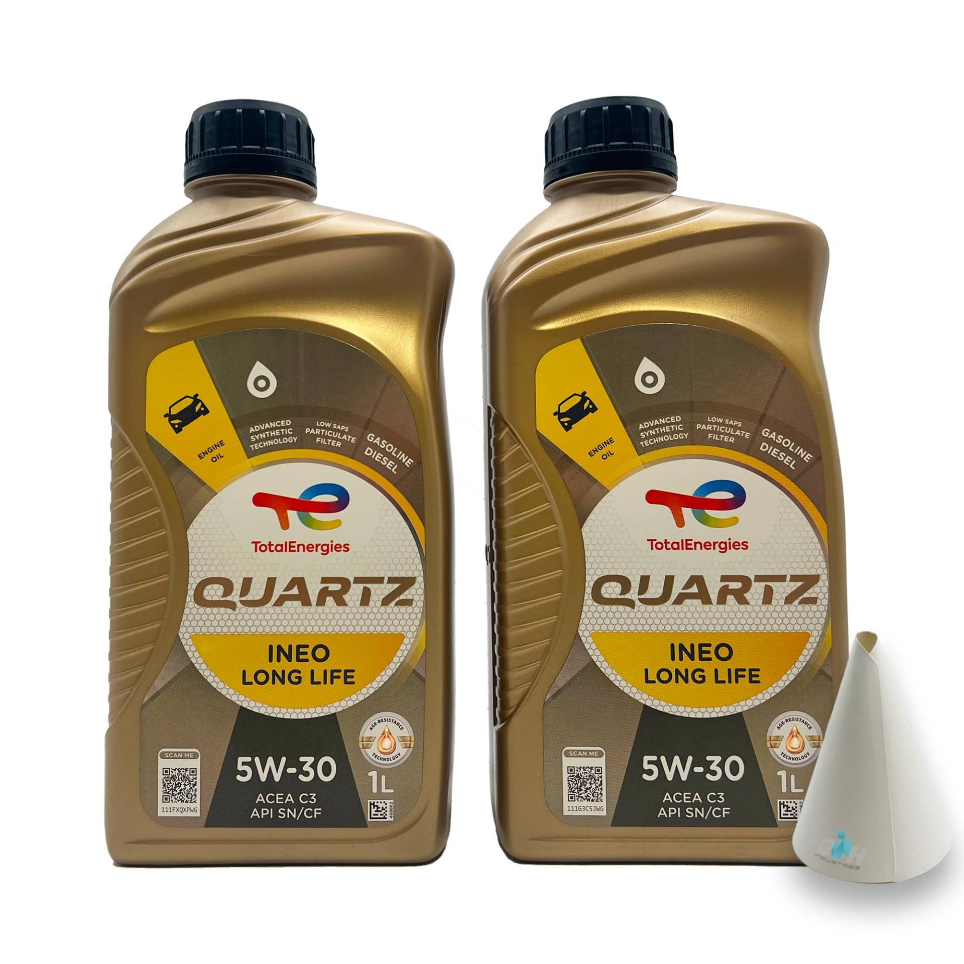 2 L Total Quartz Ineo Longlife 5W-30 | passend für | VW 504 00 | VW507 00 | MB 229.51 | BMW LONGLIFE-04 | PORSCHE C30 | 2 Liter | Motoröl | Motorenöl | mit Trichter von SGplusMH