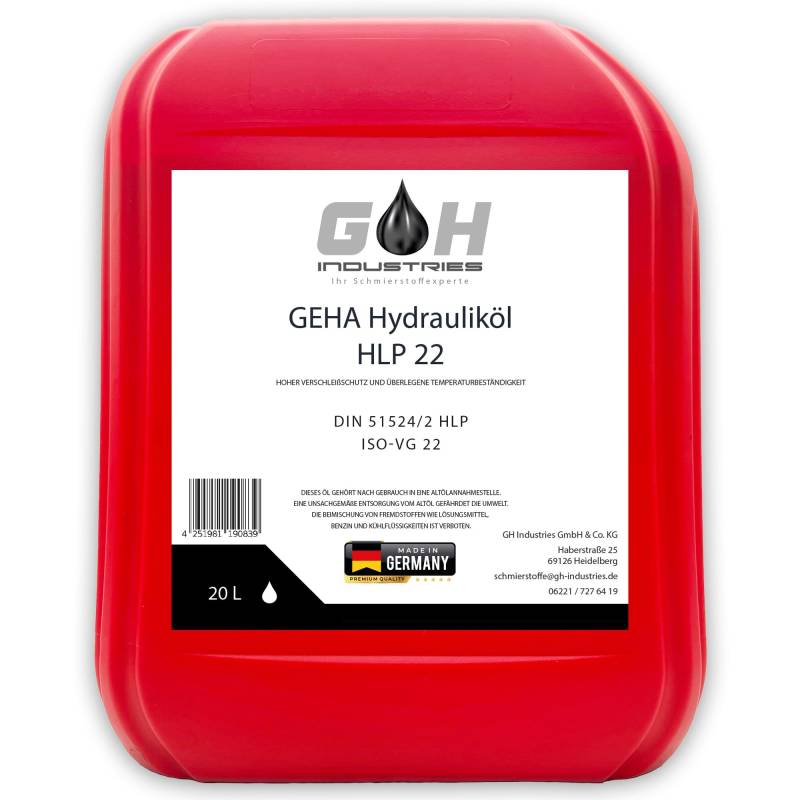 20 L Hydrauliköl HLP 22 ISO VG 22 nach DIN 51524/2 HM GEHA Kanister 20 Liter von SGplusMH