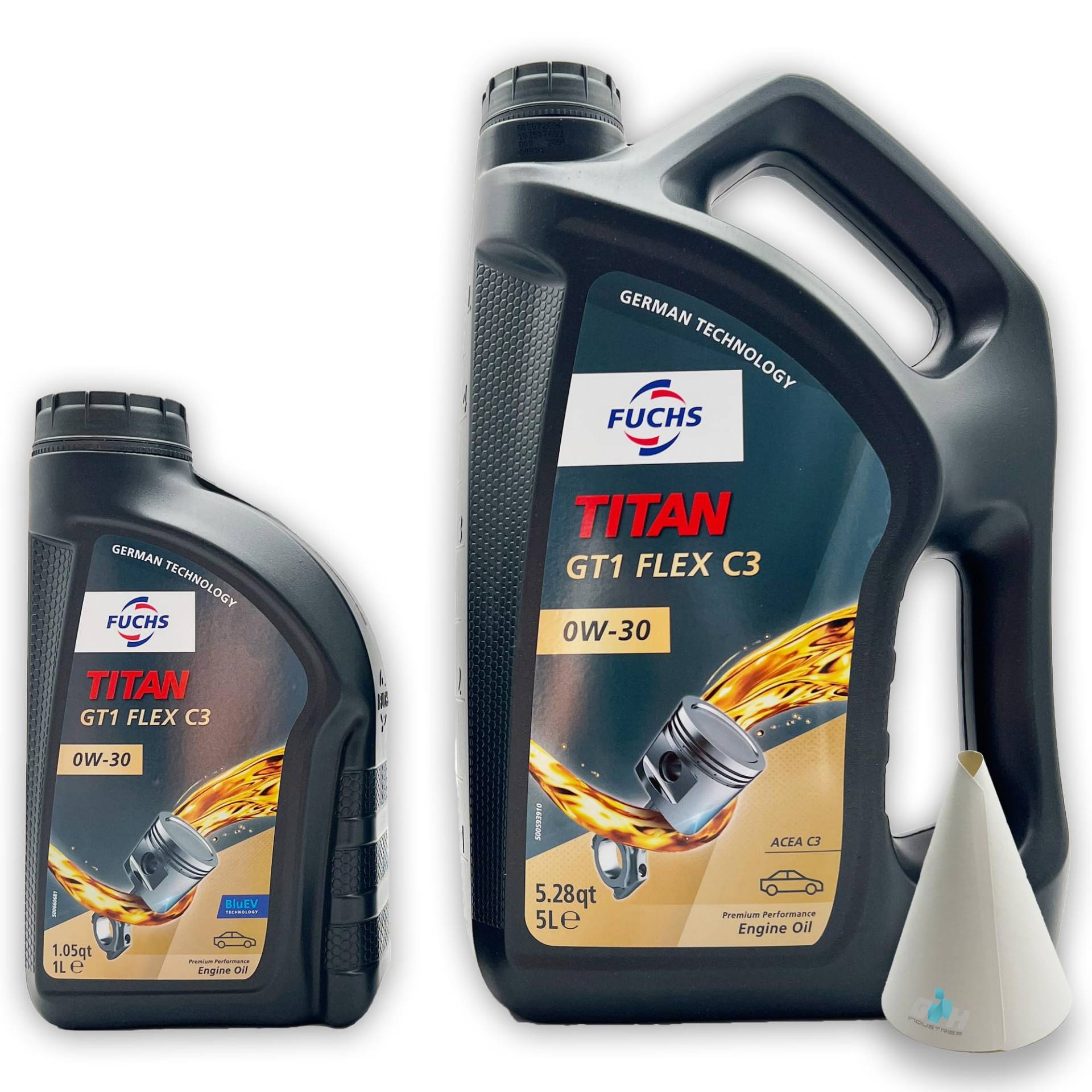 6 L Fuchs Titan GT1 FLEX C3 0W-30 | kompatibel mit VW 504 00/507 00 | MB 229.31 | 229.51 | 229.52 | kompatibel mit PORSCHE C30 | kompatibel mit BMW LONGLIFE-04 | SAE 0W30 | mit Trichter von SGplusMH