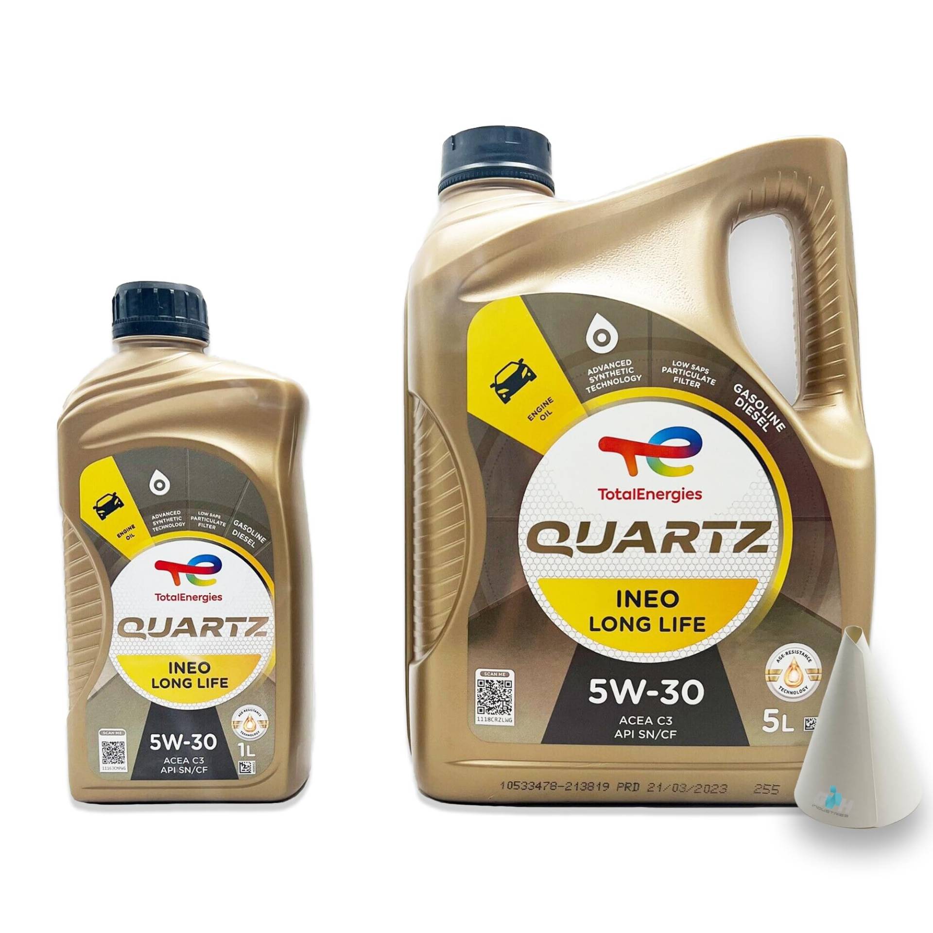 6 L Total Quartz Ineo Longlife 5W-30 | passend für | VW 504 00 | VW507 00 | MB 229.51 | BMW LONGLIFE-04 | PORSCHE C30 | 6 Liter | Motoröl | Motorenöl | mit Trichter von SGplusMH