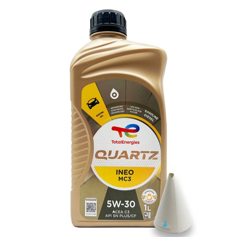 Total Quartz Ineo MC3 | 5W-30 | 1 L | kompatibel mit | MB 229.51 | 229.52 | BMW LL-04 | OV 040 1547 - D30 | OV 040 1547 - G30 | 1 Liter | mit Trichter | von SGplusMH