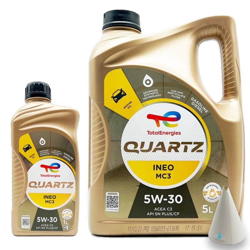 Total Quartz Ineo MC3 | 5W-30 | 5 L | kompatibel mit | MB 229.51 | 229.52 | BMW LL-04 | OV 040 1547 - D30 | OV 040 1547 - G30 | 5 Liter | mit Trichter | von SGplusMH