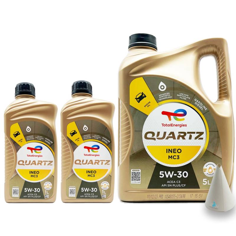 Total Quartz Ineo MC3 | 5W-30 | 7 L | kompatibel mit | MB 229.51 | 229.52 | BMW LL-04 | OV 040 1547 - D30 | OV 040 1547 - G30 | 7 Liter | mit Trichter | von SGplusMH