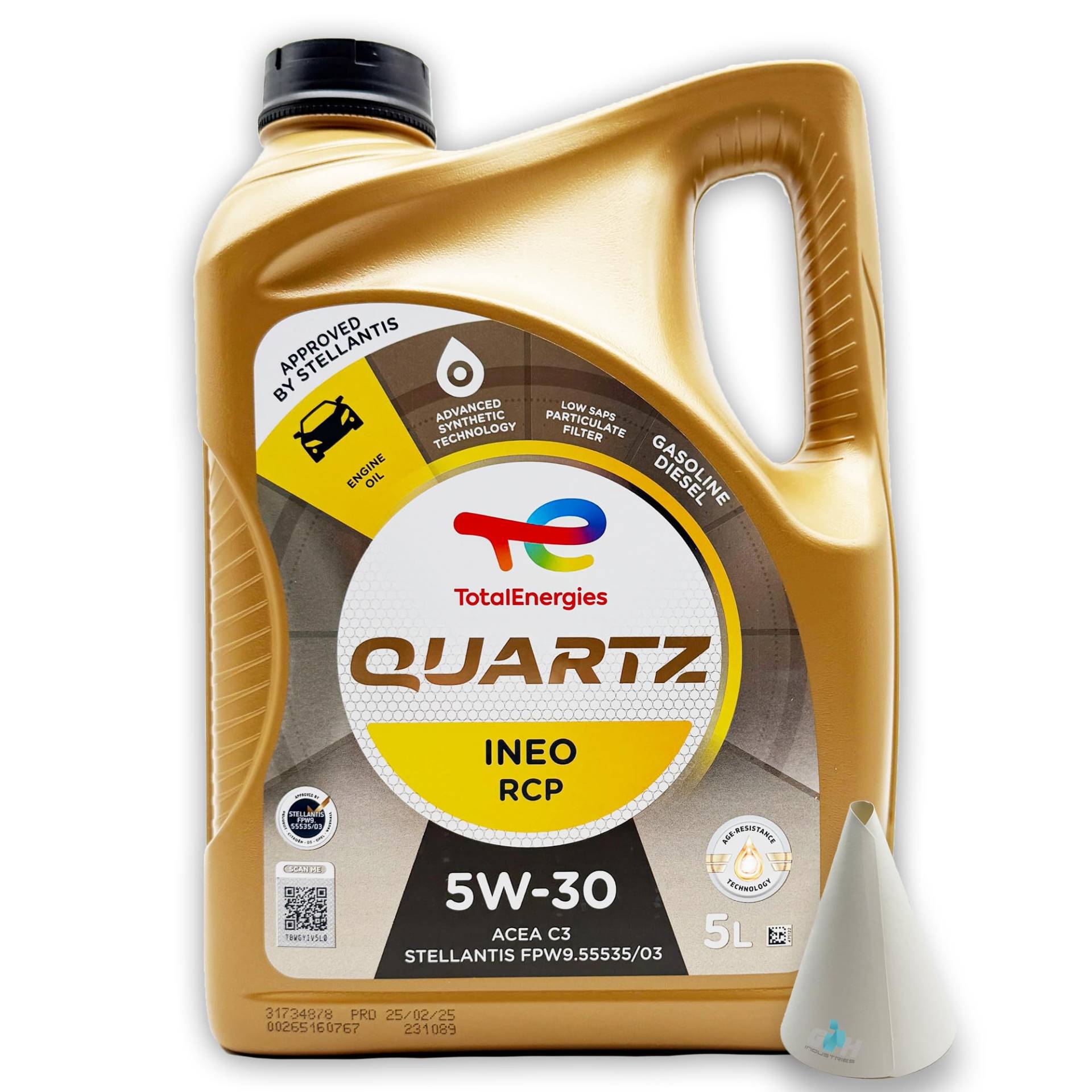 Total Quartz Ineo RCP 5W-30 | 5 L | kompatibel mit Stellantis FPW9.55535/03 | PSA B71 2290 | 5 Liter | mit Trichter | Total Quartz Ineo RCP 5W-30 | 5 L | kompatibel mit Stellantis FPW9.55535/03 | PSA B71 2290 | 5 Liter | mit Trichter | von SGplusMH