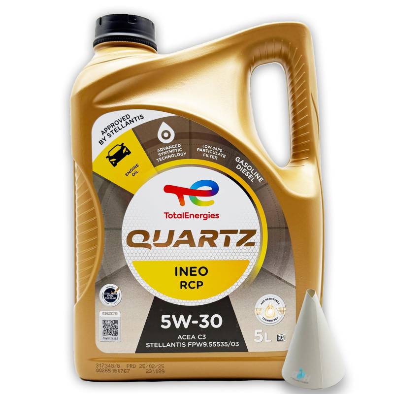 Total Quartz Ineo RCP 5W-30 | 5 L | kompatibel mit Stellantis FPW9.55535/03 | PSA B71 2290 | 5 Liter | mit Trichter | von SGplusMH