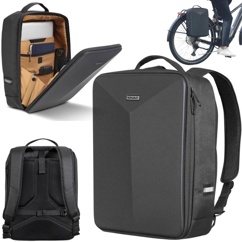 SHAD Bikes - gepäckträgertasche Rucksack Executive Backpack 12L - Fahrradtasche Rucksack Gepäckträger - wasserdichte Fahrradtasche mit Laptopfach - Reflektierender Fahrradrucksack von SHAD