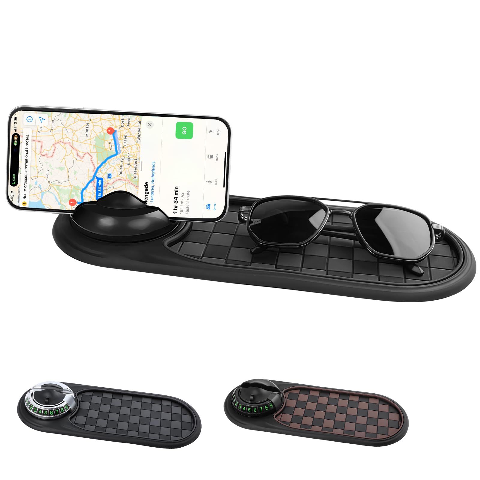 Multifunktionale Auto-Anti-Rutsch-Matte, universelle Handyhalterung, drehbar, rutschfest, mit temporärer Parknummer und großem Pad für Handys, Sonnenbrillen, Schlüssel, Münzen, Gadgets (grau-schwarz) Multifunktionale Auto-Anti-Rutsch-Matte, universelle Handyhalterung, drehbar, rutschfest, mit temporärer Parknummer und großem Pad für Handys, Sonnenbrillen, Schlüssel, Münzen, Gadgets (grau-schwarz) von SHANGFEI