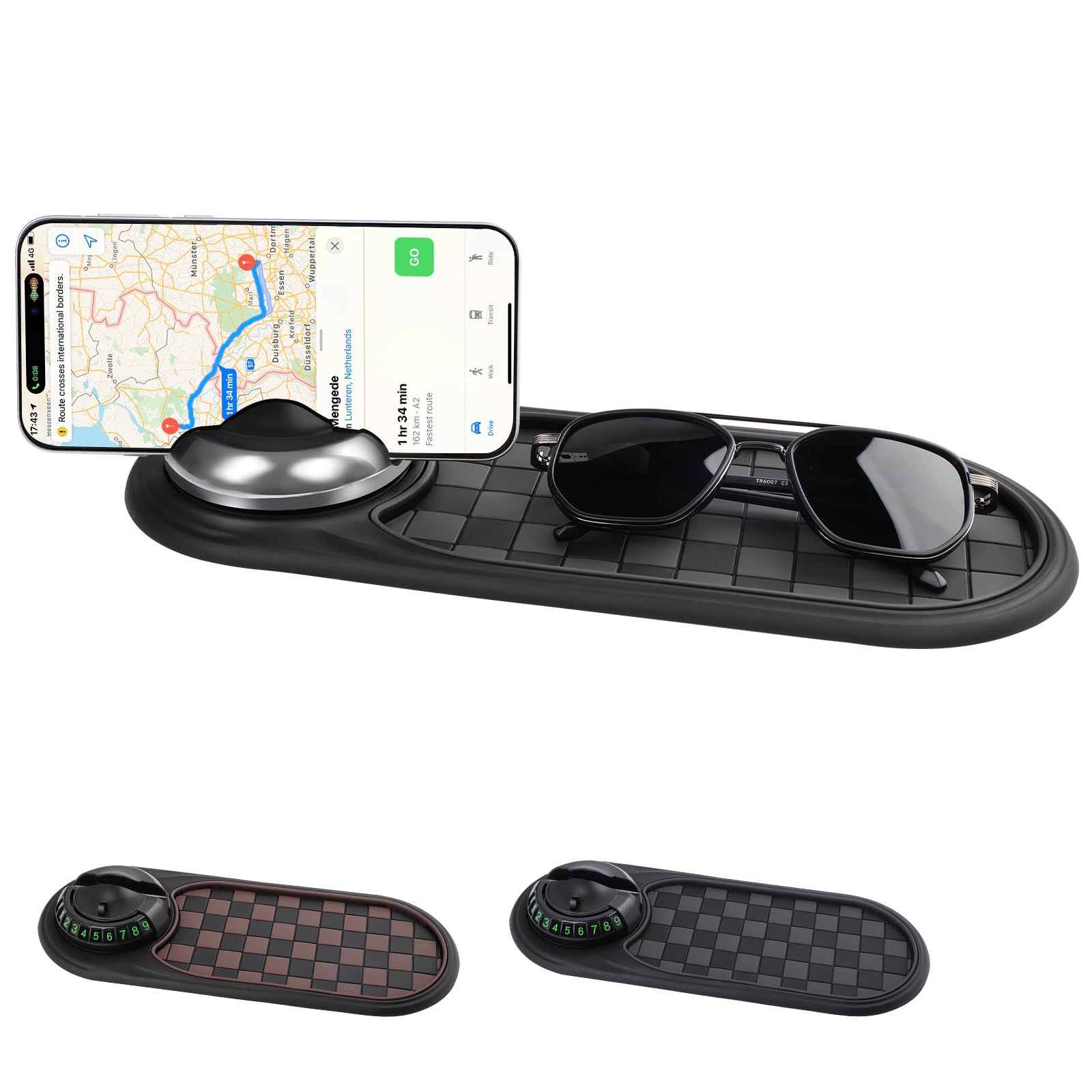 Multifunktionale Kfz-Anti-Rutsch-Matte, universelle Handyhalterung, drehbar, rutschfest, mit temporärer Parknummer und großem Pad für Handys, Sonnenbrillen, Schlüssel, Münzen, Gadgets (Grau-Silber) Multifunktionale Kfz-Anti-Rutsch-Matte, universelle Handyhalterung, drehbar, rutschfest, mit temporärer Parknummer und großem Pad für Handys, Sonnenbrillen, Schlüssel, Münzen, Gadgets (Grau-Silber) von SHANGFEI