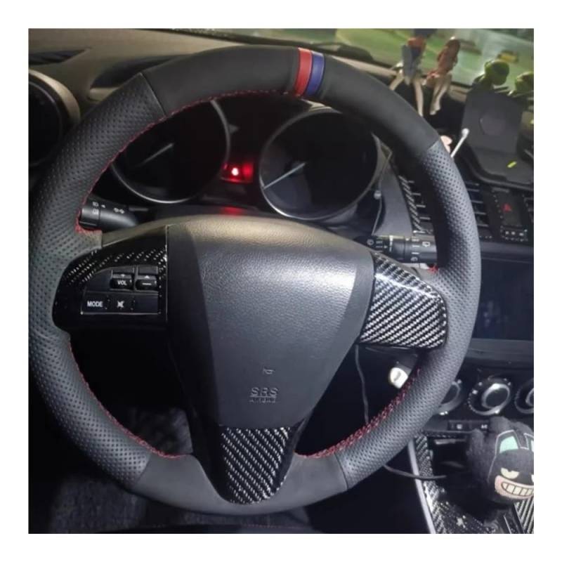 Lenkradbezug Auto-Lenkradbezug Kunstler Atmungsaktiv Schwarz Für Mazda 3 5 6 2003–2009 2010 2011 2012 2013 2014 2015 Lenkradgeflecht-Abckung von SHANSHAN