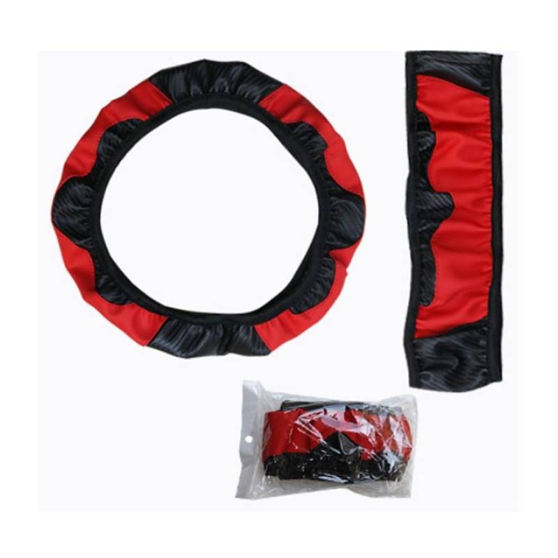 Lenkradbezug Rote und Schwarze Auto-Lenkradabdeckung aus Kohlefaser Sport ohne Innenring elastische elastische PU-Griffabdeckung von SHANSHAN
