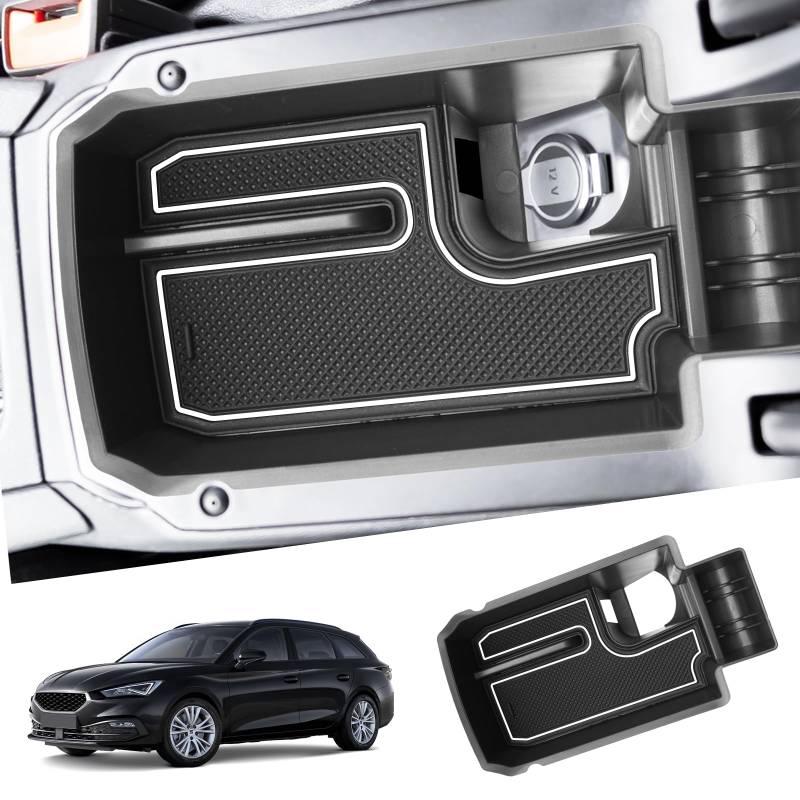 SHAOHAO Kompatibel mit Seat Leon MK4 KL1/KL8 Cupra Formentor 2020-2024 2025 Mittelkonsole Aufbewahrungsbox Armlehne Organizer, Mittelarmlehne seat leon Zubehör Weiß von SHAOHAO