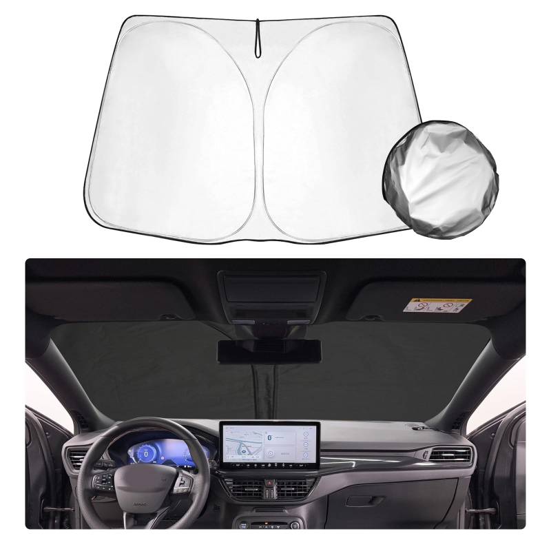 SHAOHAO Kompatibel mit Ford Focus MK4 ST Line 2018-2025 Sonnenblende Faltbare Sonnenblende UV- und Hitzeschutz Sonnenblende Windschutzscheibe Ford Focus MK4 ST Line zubehör von SHAOHAO