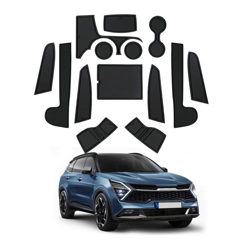 SHAOHAO Kompatibel mit KIA Sportage NQ5 2022 2023 Anti-Staub rutschfeste Innentür, Tasse, Arm Box, lagerung Matte Innentür Gummimatten Schwarz von SHAOHAO