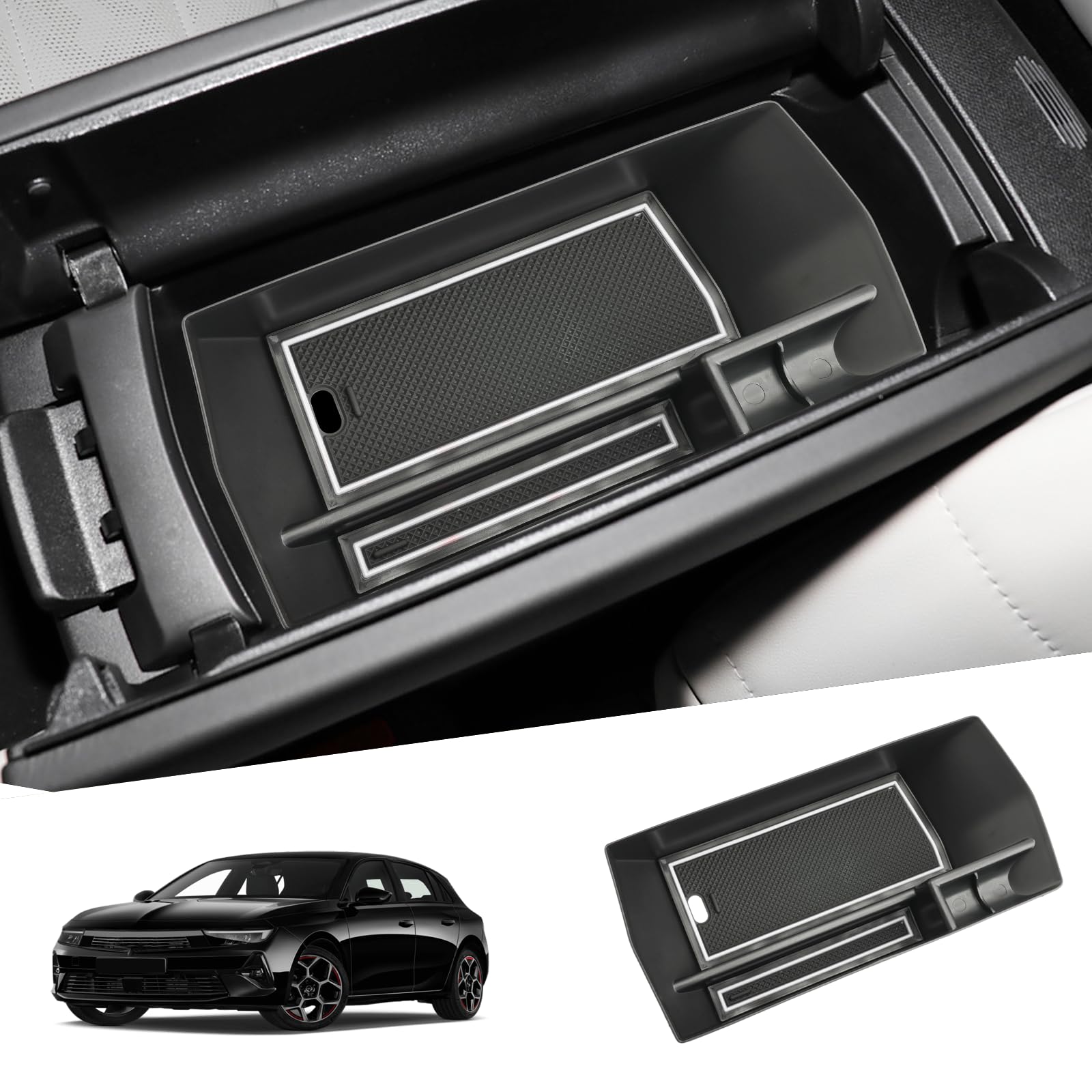 SHAOHAO Kompatibel mit Opel Astra L C02 Sports Tourer 2023 2024 2025 Mittelkonsole Armlehne Aufbewahrungsbox Mittelarmlehne Organizer Multifunktionaler Handschuhfach opel astra l zubehör (Weiß) von SHAOHAO