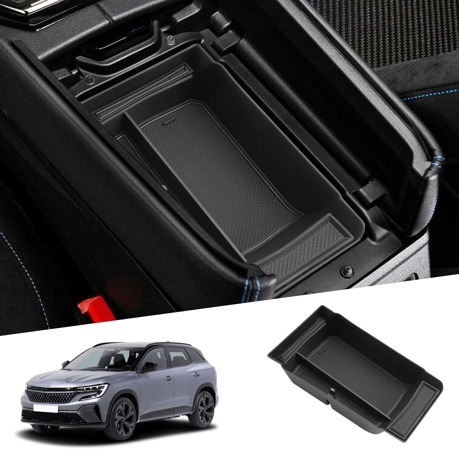 SHAOHAO Kompatibel mit Renault Austral RHN 2022 2023 2024 2025 E-Tech Mittelkonsole Armlehne Aufbewahrungsbox Austral Zubehör Mittelarmlehne Organizer Tray Renault Austral Zubehör von SHAOHAO