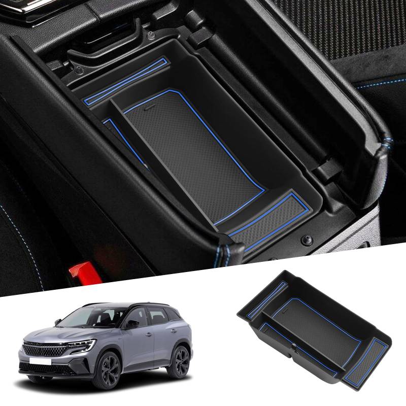 SHAOHAO Kompatibel mit Renault Austral RHN 2022 2023 2024 2025 E-Tech Mittelkonsole Armlehne Aufbewahrungsbox Austral Zubehör Mittelarmlehne Organizer Tray, Multifunktionaler Handschuhfach Blau von SHAOHAO