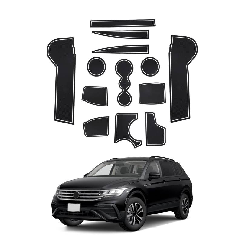 SHAOHAO Kompatibel mit VW Tiguan MK2 AD1 2016-2022 2023 Zubehör Gummimatten Anti-Staub rutschfeste Innentür lagerung Matte Innentür Gummimatten VW Tiguan Zubehör（Weiß） von SHAOHAO