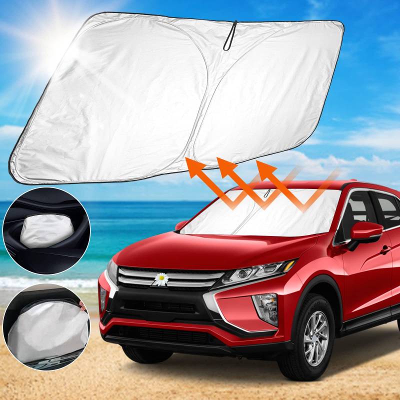 SHAOHAO Kompatibel mit Mitsubishi Eclipse Cross 2018-2022 2023 Sonnenblende Silber beschichtetes Gewebe Faltbare Sonnenblende, UV- und Hitzeschutz Sonnenblende, Windschutzscheibe von SHAOHAO