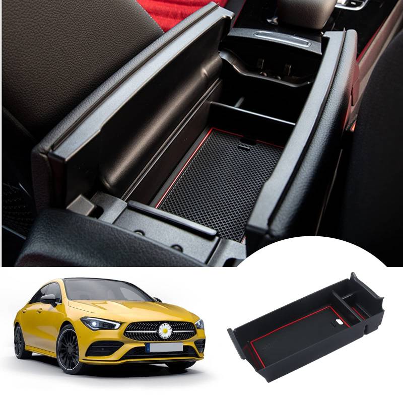 SHAOHAO Kompatibel mit Mercedes A-Klasse W177 V177 /GLB X247 /B-Klasse W247/GLA H247 /CLA C118 2023 2024 Armlehne Box Organizer Mittelkonsole Organizer glb mercedes zubehör（Rot） von SHAOHAO