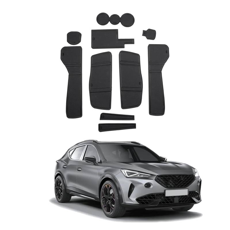 SHAOHAO für Cupra Formentor 2020-2024 Gummimatten, Mittelkonsole Antirutschmatten, Getränkehaltermatt, Türschlitzmatte Aufbewahrungsbox Rutschfestermatte Cupra formentor zubehör Schwarz von SHAOHAO