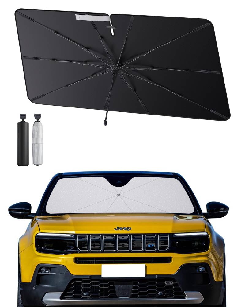 SHAOHAO kompatibel mit Jeep Avenger 2023 2024 2025 Sonnenschirm Auto Auto Sonnenschutz Frontscheibe Faltbar UV-Schutz Sonnenschirm knitterfreier Stoff Jeep Avenger zubehör von SHAOHAO