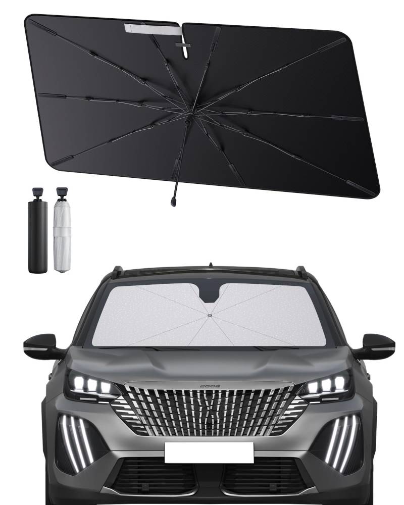 SHAOHAO kompatibel mit Peugeot 2008 e-2008 P24 2020-2025 Sonnenschirm Auto Auto Sonnenschutz Frontscheibe Faltbar UV-Schutz Sonnenschirm knitterfreier Stoff Peugeot 2008 zubehör von SHAOHAO