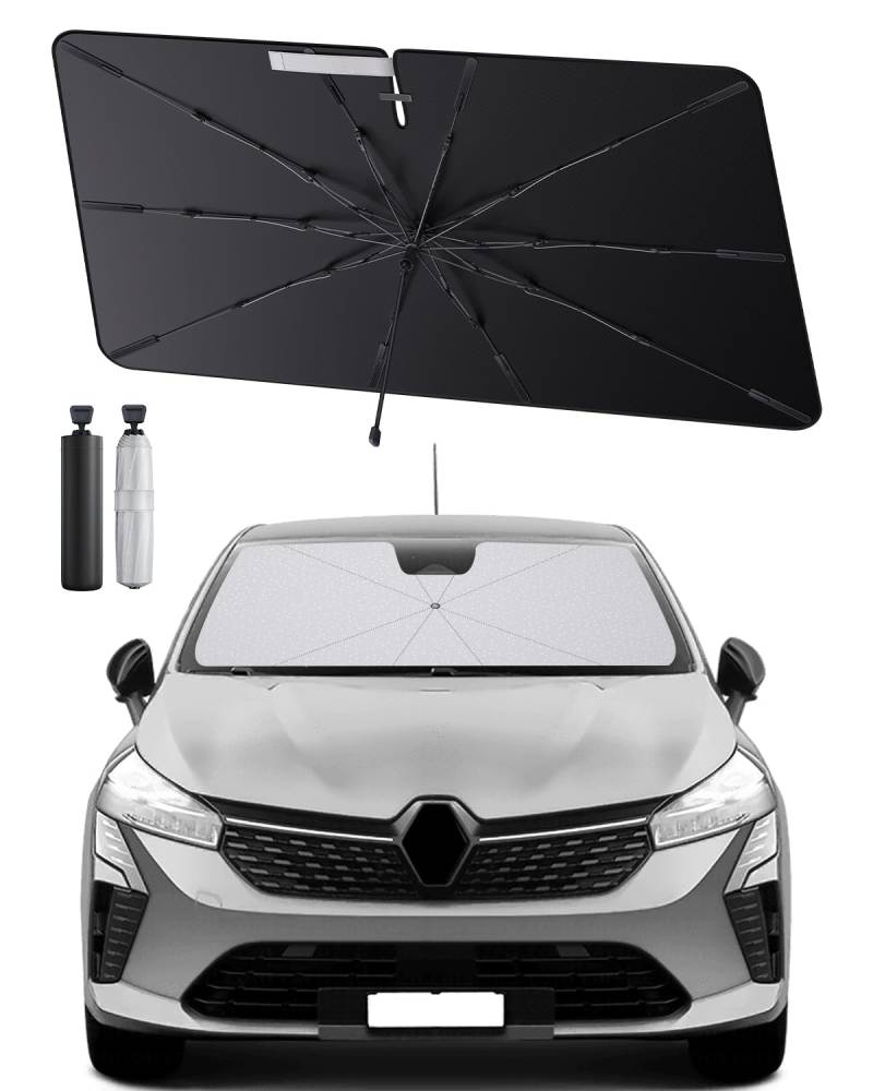 SHAOHAO kompatibel mit Renault Clio 5 2020-2025 Sonnenschirm Auto Auto Sonnenschutz Frontscheibe Faltbar UV-Schutz Sonnenschirm knitterfreier Stoff Renault Clio 5 zubehör von SHAOHAO