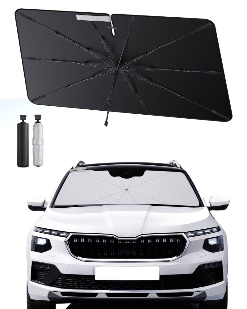 SHAOHAO kompatibel mit Skoda Kamiq 2019-2025 Sonnenschirm Auto Auto Sonnenschutz Frontscheibe Faltbar UV-Schutz Sonnenschirm knitterfreier Stoff Skoda Kamiq zubehör von SHAOHAO