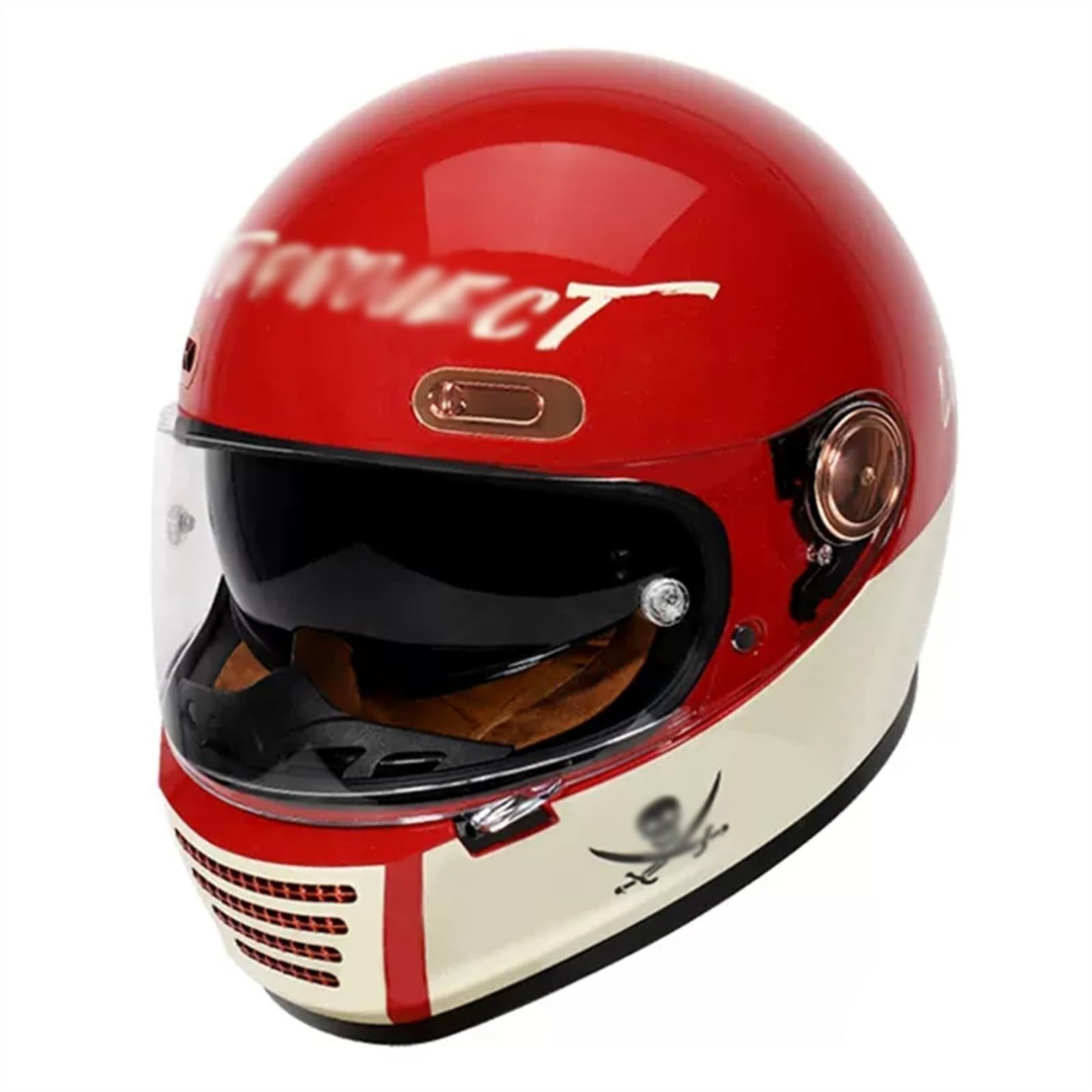 Retro Motorrad Motocrosshelme Herren Damen, Vintage Motorrad Integralhelme Mit Visier, Motorradhelm Offener Helme, DOT/ECE-Zulassung Jethelme Für ATV UTV ( Color : E , Size : L=(59-60cm) ) von SHAPLE