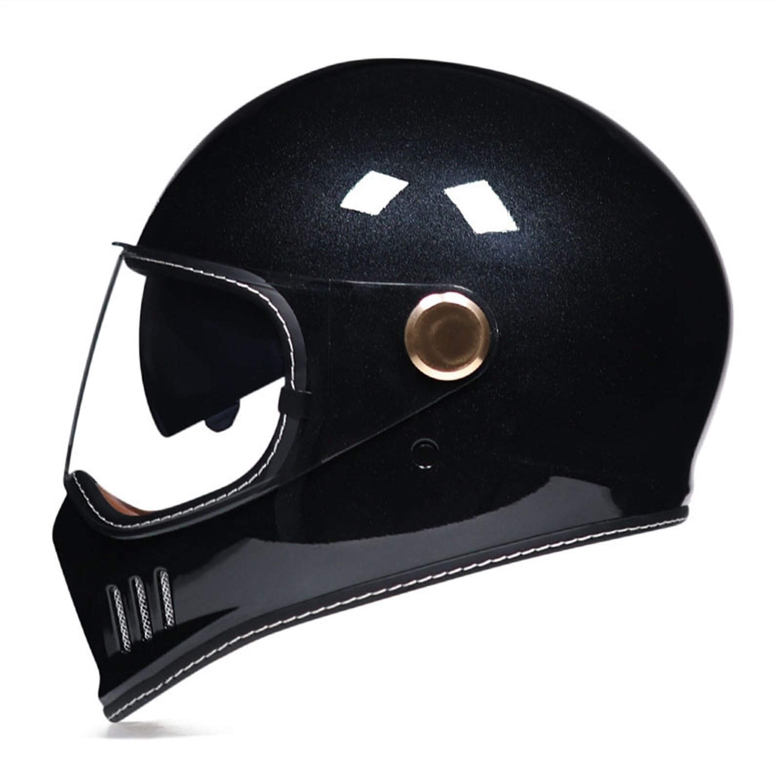 Retro Motorrad Offener Helme Mit Visier, Motorradhelm Herren Damen, Vintage Motorrad Integralhelme DOT/ECE-Zugelassen, Klapphelme, Halboffener Helm Für Scooter Moped ( Color : A , Size : L=(59-60cm) ) von SHAPLE
