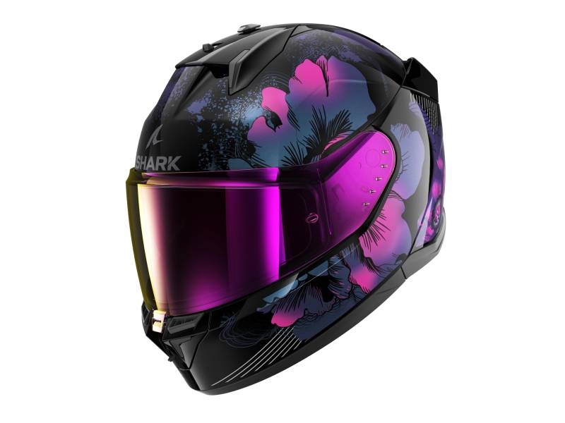 SHARK, Integraler Motorradhelm D-SWKAL 3 MAYFER, Black violet glitter KVX, Größe S von SHARK