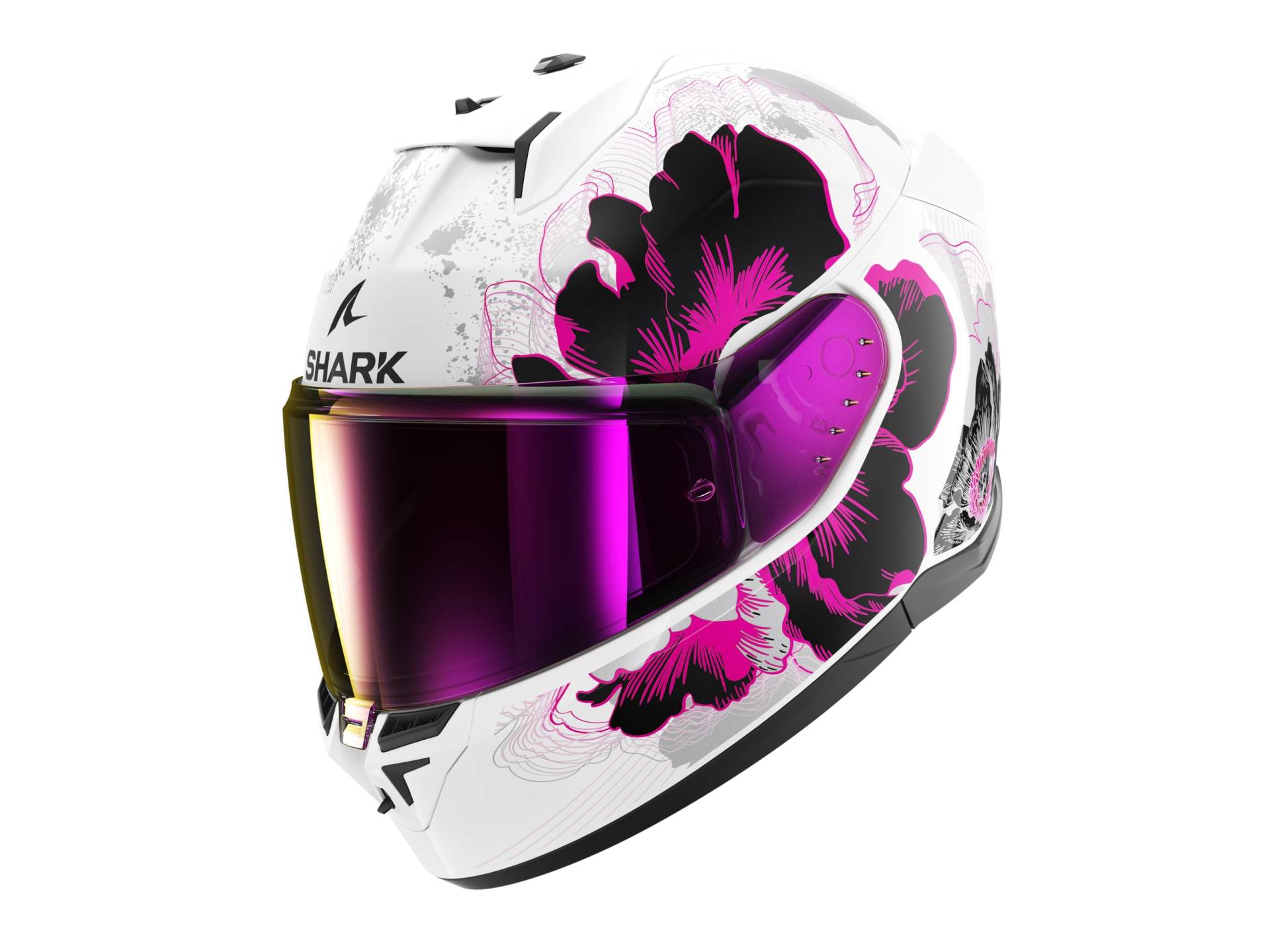 SHARK, Integraler Motorradhelm D-SWKAL 3 MAYFER, White violet anthracite WVA, Größe S SHARK, Integraler Motorradhelm D-SWKAL 3 MAYFER, White violet anthracite WVA, Größe S von SHARK