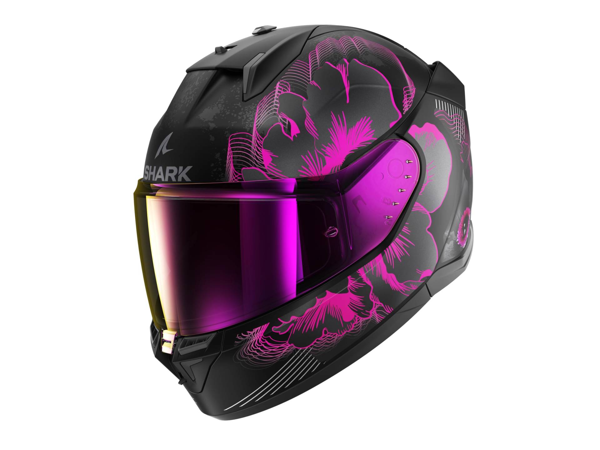 SHARK, Integraler Motorradhelm D-SWKAL 3 MAYFER Mat, Black violet anthracite KVA, Größe M von SHARK