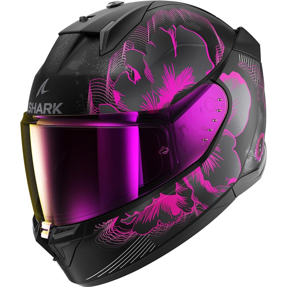 SHARK, Integraler Motorradhelm D-SWKAL 3 MAYFER Mat, Black violet anthracite KVA, Größe XS von SHARK