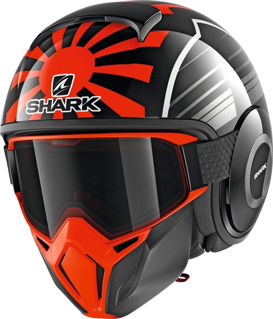 SHARK Herren NC Motorrad Helm, Schwarz/Orange, M von SHARK