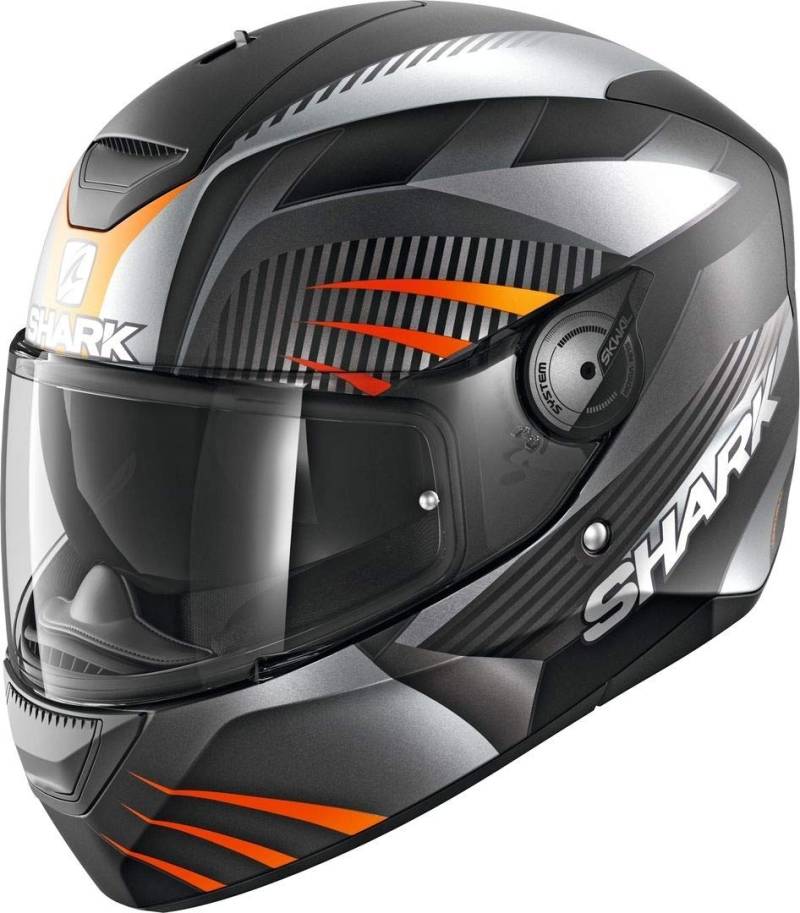 SHARK Motorradhelm D-SKWAL MERCURIUM MAT KAO, Schwarz/Orange, XS von SHARK