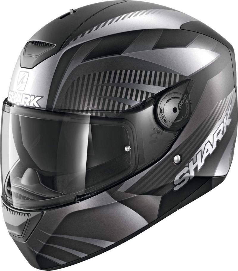 SHARK Motorradhelm D-SKWAL MERCURIUM MAT KAK, Schwarz/Anthracite, XS von SHARK