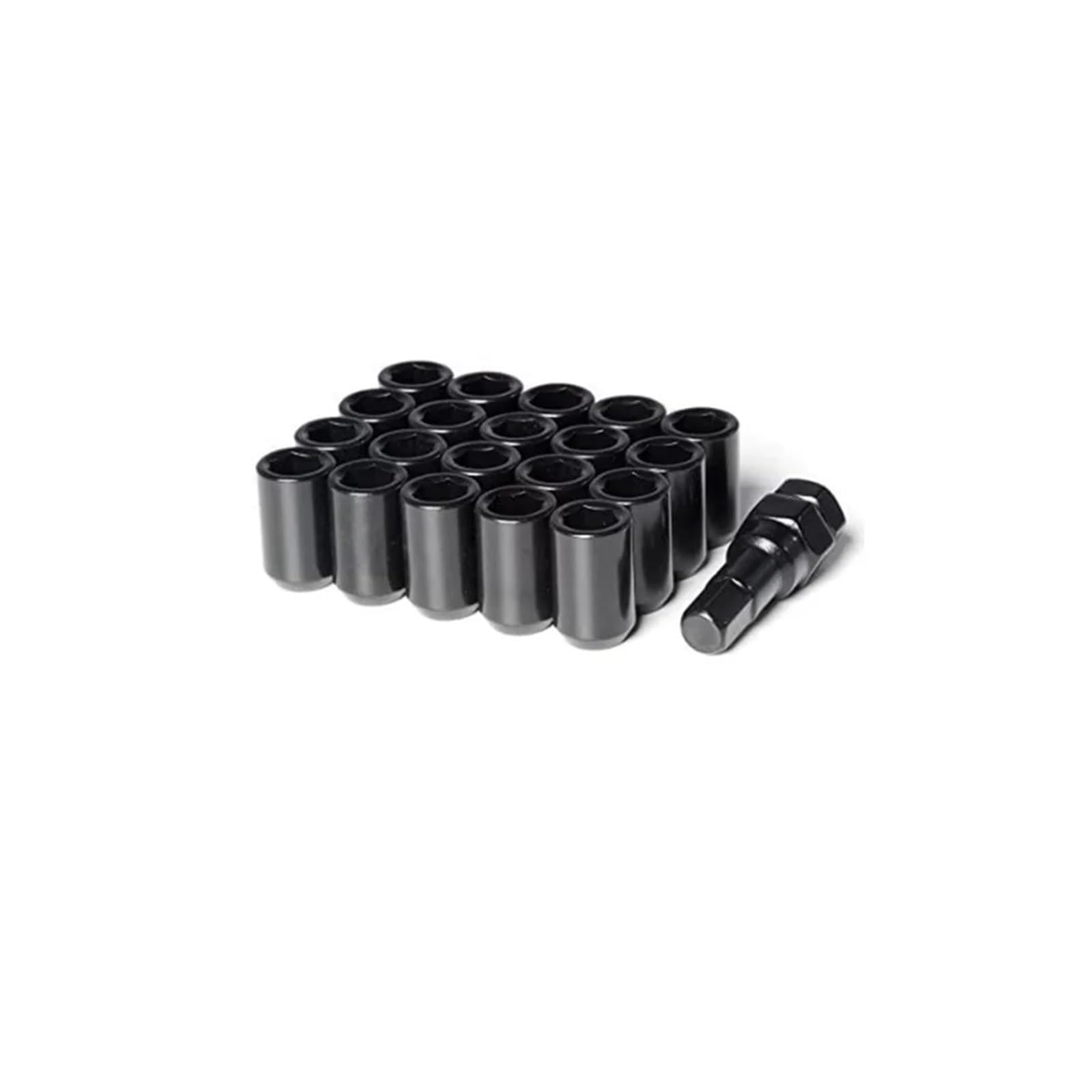 SHENGG 21 Stück 3 cm Auto-Radmuttern M12 x 1,25, M12 x 1,5 (20 Stück Radmuttern + 1 Tuning-Werkzeug) Schwarze Radmuttern M12 x 1,5, geschmiedeter Stahl(M12x1.5) von SHENGG