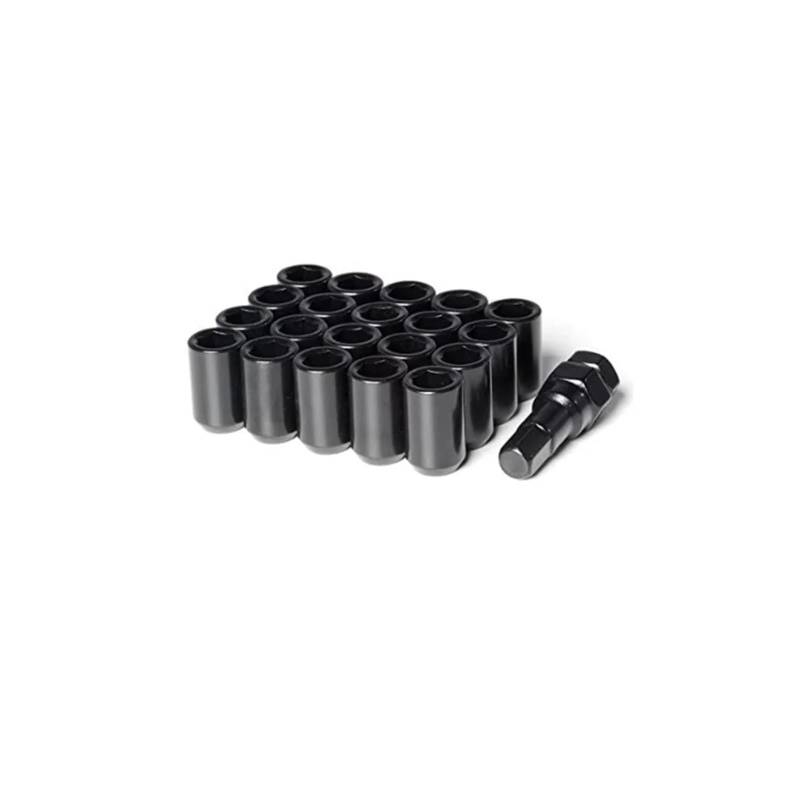 SHENGG 21 Stück 3 cm Auto-Radmuttern M12 x 1,25, M12 x 1,5 (20 Stück Radmuttern + 1 Tuning-Werkzeug) Schwarze Radmuttern M12 x 1,5, geschmiedeter Stahl(M12x1.5) von SHENGG
