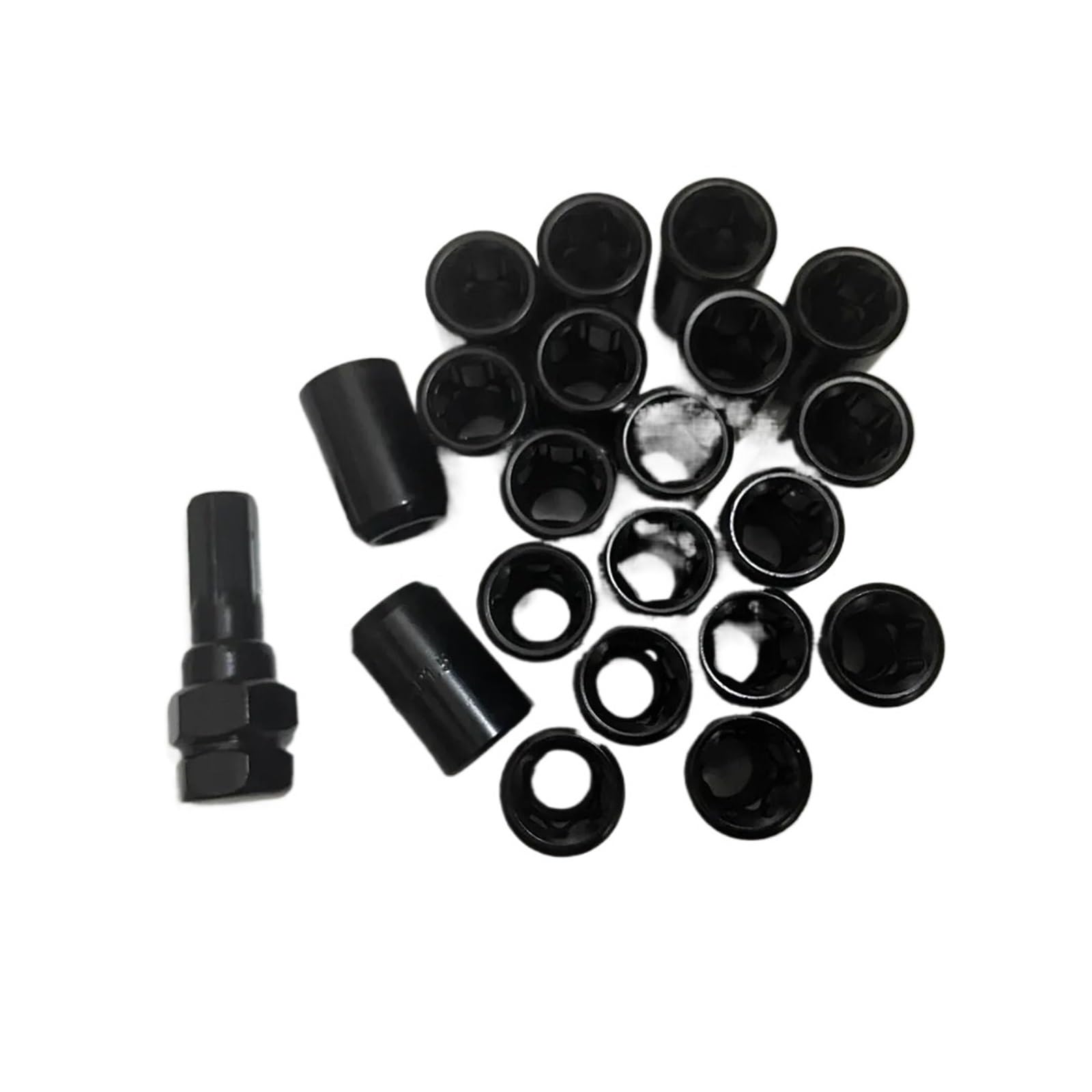 SHENGG 3 cm Radmuttern M12 x 1,25, M12 x 1,5 Radmutter mit einem Schlüssel, 20 + 1 Packung Radmuttern(Black 3cm,M12x1.5) von SHENGG