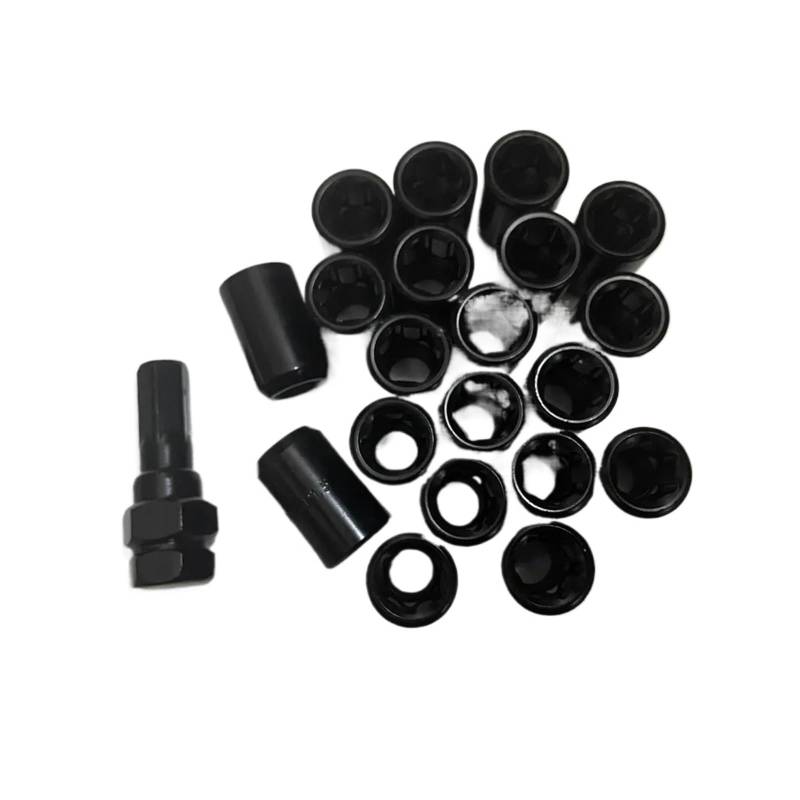 SHENGG 3 cm Radmuttern M12 x 1,25, M12 x 1,5 Radmutter mit einem Schlüssel, 20 + 1 Packung Radmuttern(Black 3cm,M12x1.5) von SHENGG