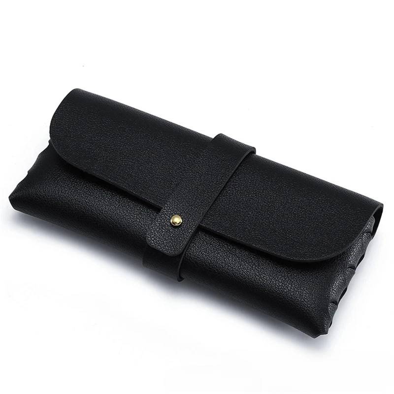 Brillenbeutel 5 Stücke PU Leder Einfache Brillentasche Sonnenbrillen Schutzabdeckung Schwarz Weiß Sonnenbrillen Und Brillenclip(Black) von SHENJMAI
