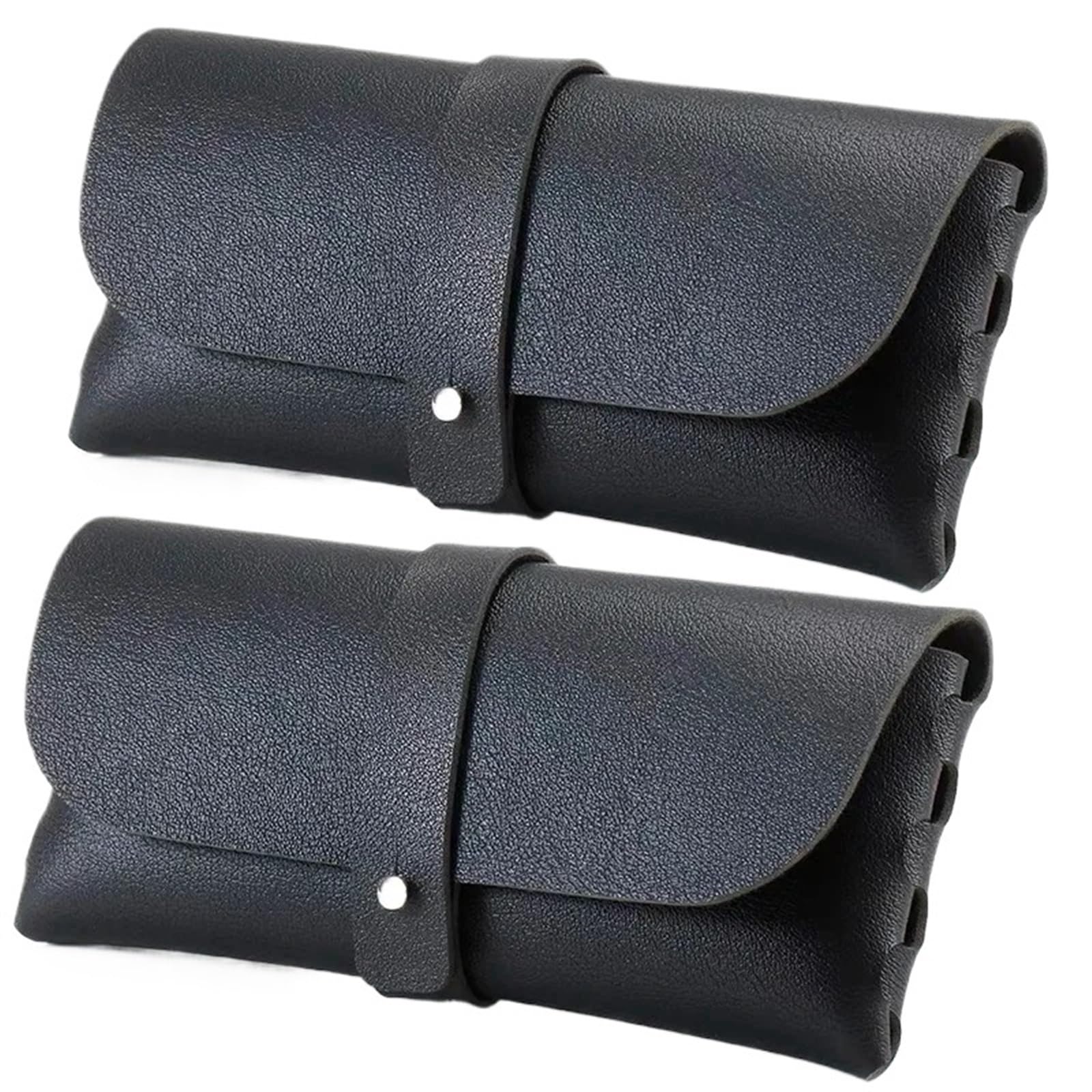 Brillenbeutel Multifunktionales Brillenetui aus PU-Leder, rechteckig, Mini-Make-up-Tasche, Bleistift-Geldbörse, Organizer, Visitenkartenhalter, Brillentaschen(Black 2pcs) von SHENJMAI