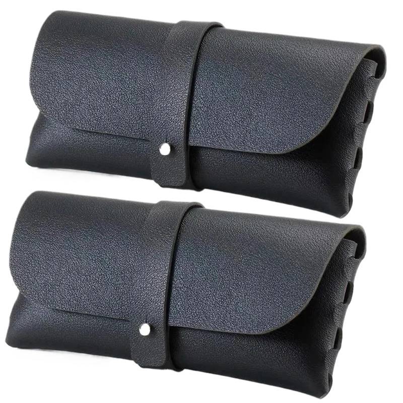 Brillenbeutel Multifunktionales Brillenetui aus PU-Leder, rechteckig, Mini-Make-up-Tasche, Bleistift-Geldbörse, Organizer, Visitenkartenhalter, Brillentaschen(Black 2pcs) von SHENJMAI