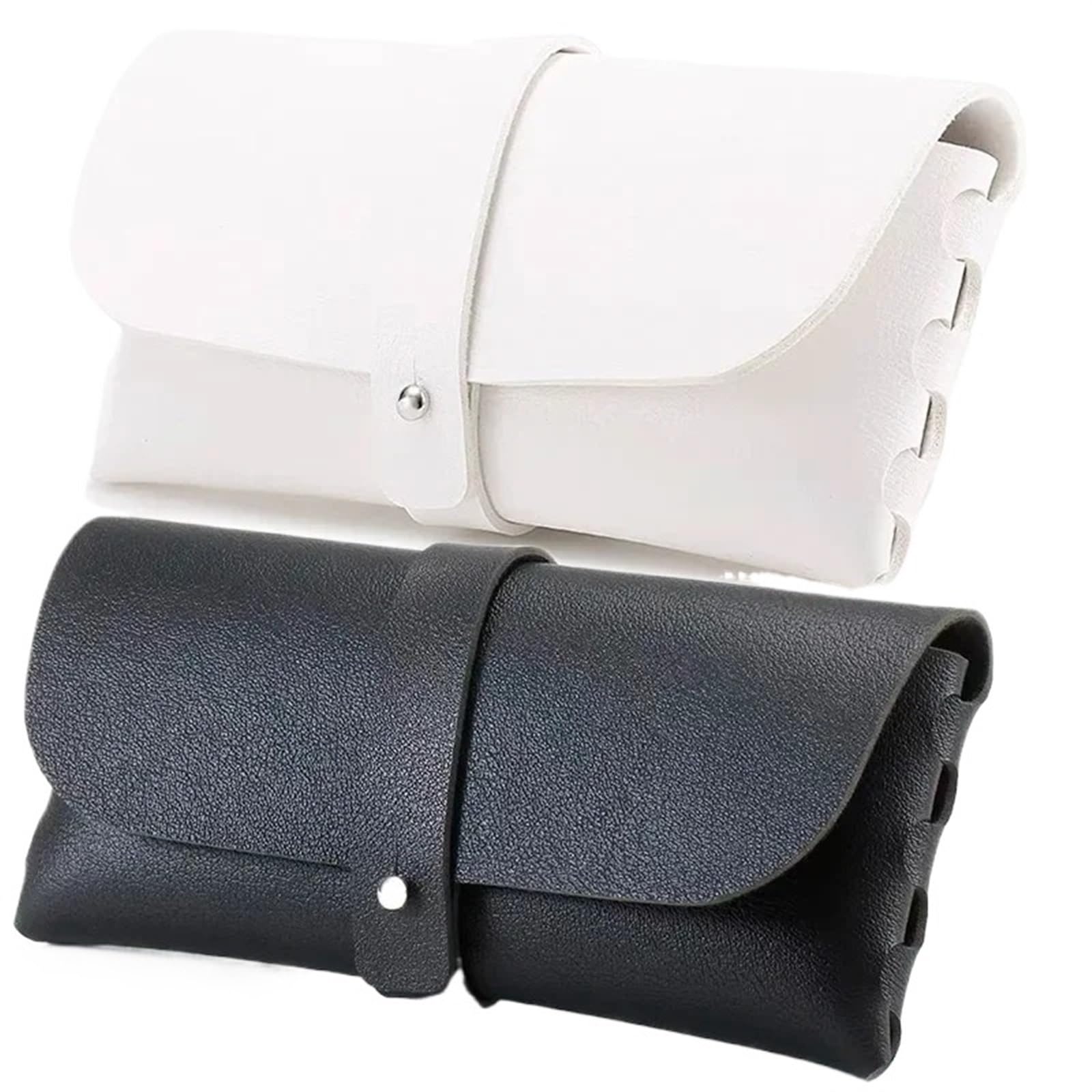 Brillenbeutel Multifunktionales Brillenetui aus PU-Leder, rechteckig, Mini-Make-up-Tasche, Bleistift-Geldbörse, Organizer, Visitenkartenhalter, Brillentaschen(Black White 2pcs) von SHENJMAI