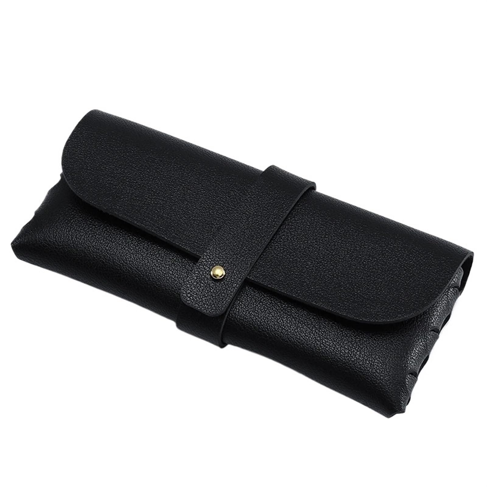 SHENJMAI Brillenbeutel 3-teiliges Brillenetui aus PU mit Sonnenbrillen-Clutch, tragbares Brillenetui, Sonnenbrillen-Schutzhülle, Brillenclip(Black) von SHENJMAI