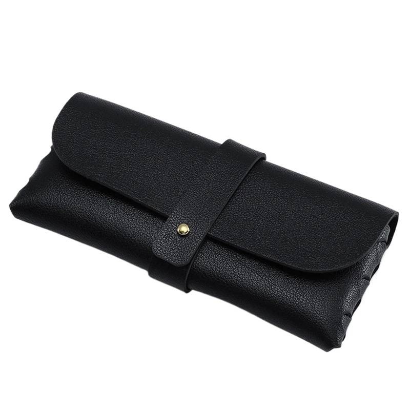 SHENJMAI Brillenbeutel 3-teiliges Brillenetui aus PU mit Sonnenbrillen-Clutch, tragbares Brillenetui, Sonnenbrillen-Schutzhülle, Brillenclip(Black) von SHENJMAI