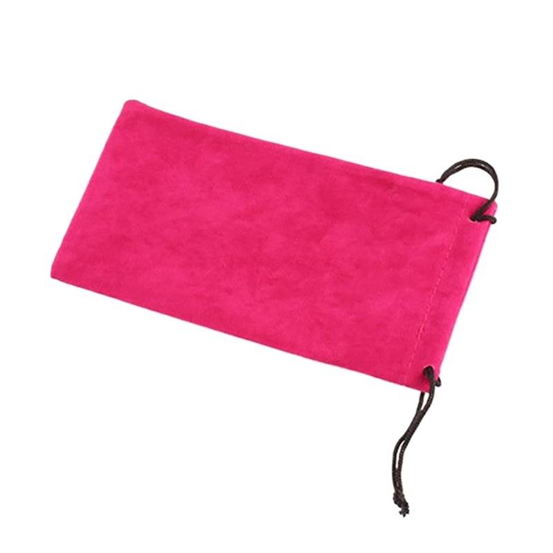 SHENJMAI Brillenbeutel 6 Stück Sonnenbrillentasche aus weichem Samt in Volltonfarbe, bunt, tragbar, mit Kordelzug, Brillenetui for Myopiegläser, Aufbewahrungszubehör(Rose Red) von SHENJMAI