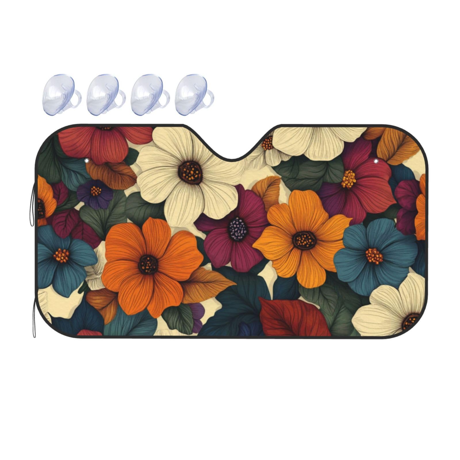 Boho-Blumendruck, Boho, bunte Blumen, Auto-Sonnenschutz für Auto, LKW, SUV, blockiert UV-Strahlen, Sonne, 130 x 70 cm Boho-Blumendruck, Boho, bunte Blumen, Auto-Sonnenschutz für Auto, LKW, SUV, blockiert UV-Strahlen, Sonne, 130 x 70 cm von SHFJASBNUMG
