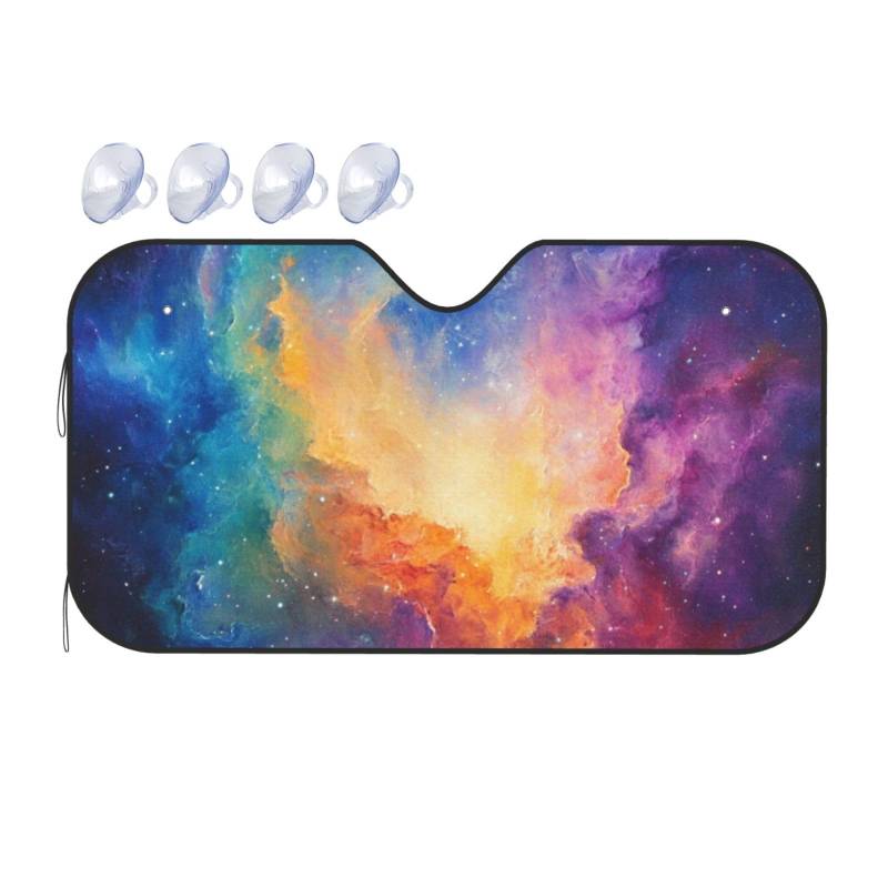 Buntes Galaxie-Stern-Staub-Universum, Astronomie, Galaxie, Auto-Windschutzscheibe, Wärmedämmung, Sonnenschutz, leicht, einfach zu bedienen, Auto-Sonnenblende für SUV, Limousine und Personenfahrzeuge von SHFJASBNUMG